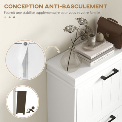 HOMCOM Slim Shoe Storage Cabinet with 3 Flip Drawers for Entryway, White