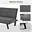 HOMCOM Sofa Bed Adjustable Back Velvet-Touch Padded Single Bed Recliner w/ Metal Feet Grey