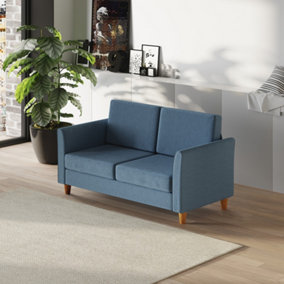 HOMCOM Sofa Double Seat Compact Loveseat Couch Living Room Furniture with Armrest Blue