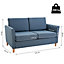 HOMCOM Sofa Double Seat Compact Loveseat Couch Living Room Furniture with Armrest Blue