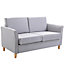 HOMCOM Sofa Double Seat Compact Loveseat Couch Living Room Furniture with Armrest Grey