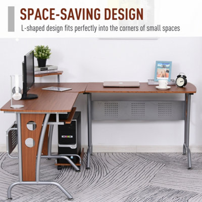 Corner Computer Desk. Writing Table with Steel Frame for Small