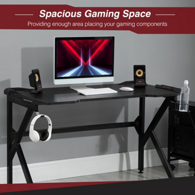 HOMCOM Spacious Gaming Desk Home Racing w Steel Frame Cup