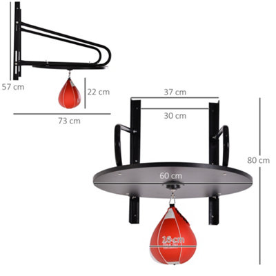 HOMCOM Speed Bag Platform Kit Wall-mounted Punching Ball Hanging Platform Set