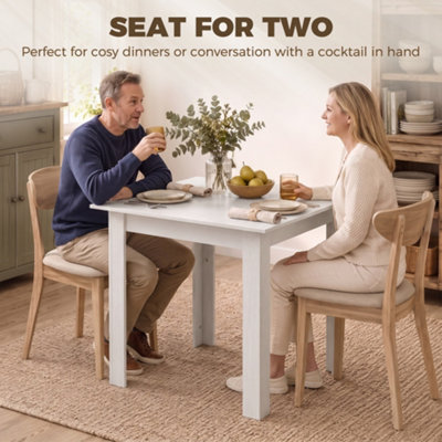 HOMCOM Square Dining Table, Kitchen Table with White Wood Effect