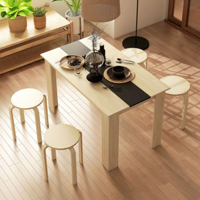 HOMCOM Backless Round Stackable Kitchen Dining Stools Set of 4 Metal Legs Black