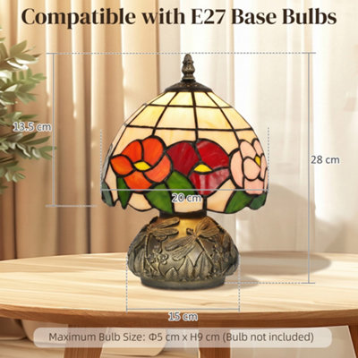 HOMCOM Stained Glass Bedside Lamp, Tiffany Style Table Lamp for Bedroom