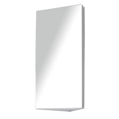 HOMCOM Stainless Steel Wall mounted Bathroom Corner Mirror Storage Cabinet Single Door 300mm W