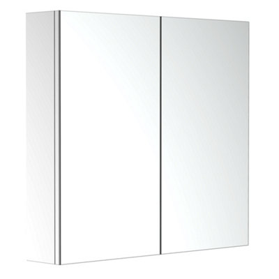 HOMCOM Stainless Steel Wall mounted Bathroom Mirror Storage Cabinet Double Doors 600mm (W)