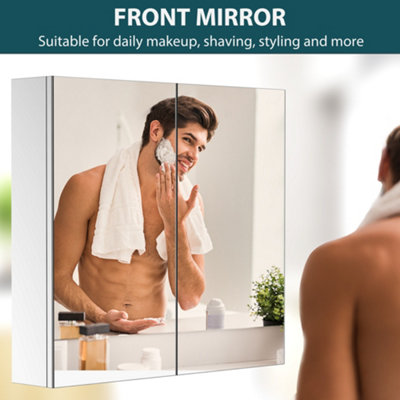 Bathroom mirror deals and cabinet set