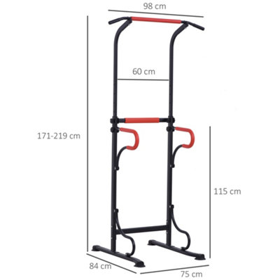 HOMCOM Steel Multi-Use Exercise Power Tower Station Adjustable Height w/ Grips