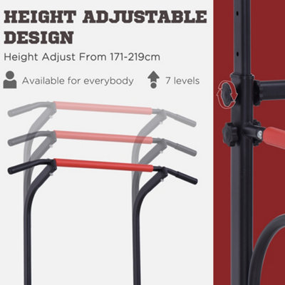 HOMCOM Steel Multi-Use Exercise Power Tower Station Adjustable Height w/ Grips