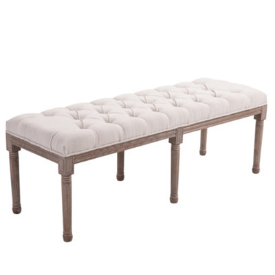 HOMCOM  Stool Bench 3 Person Chic Button Tufted  Bedside Seat End Hallway