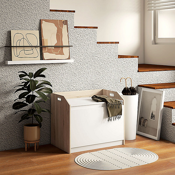 HOMCOM Storage Bench Lift Top Cabinet Accent Seat Storage Box for Entryway HOMCOM Storage Bench Lift Top Cabinet Accent Seat Storage Box for Entryway