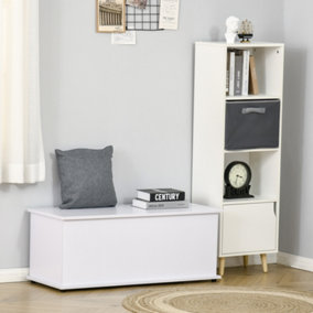 HOMCOM Storage Box Chest With Lid Keepsake Spacious Collection Chipboard -White