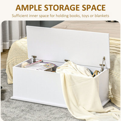 HOMCOM Storage Box Chest With Lid Keepsake Spacious Collection Chipboard -White
