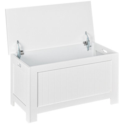 HOMCOM Kids' Wooden Toy Storage Organizer Box With Lid - White, Modern Design