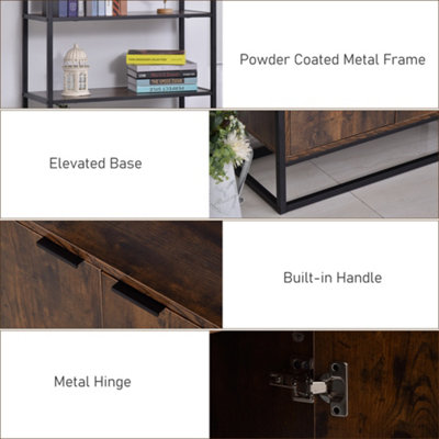 HOMCOM Storage Cabinet with 3 Open Shelves Cupboard for Livingroom Bedroom
