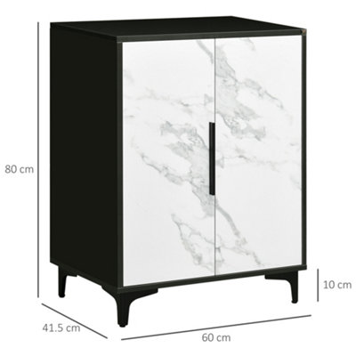 HOMCOM Storage Cabinet with Marble Effect Doors and Adjustable  