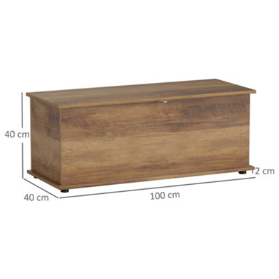 HOMCOM Storage Chest With Lid, 113L Storage Box, Brown Wood Grain