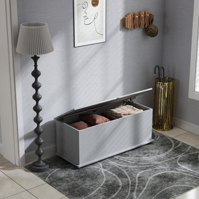 HOMCOM Storage Chest With Lid, 113L Storage Box, Grey