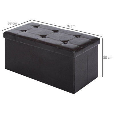 HOMCOM Storage Ottoman Tool Box Faux Leather Folding Bench Foot Rest, Brown