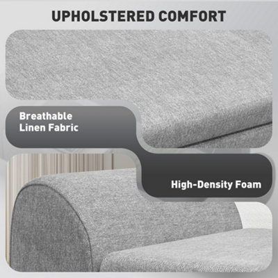 HOMCOM Storage Ottoman with Armrest, Upholstered Linen Storage Bench