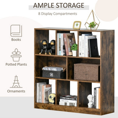 HOMCOM Storage Shelf 3-Tier Bookcase Display Rack Home Organizer for Home Office