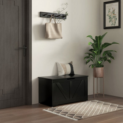HOMCOM Storage Trunk for Living Room, with Safety Hinges, 80cm, Black