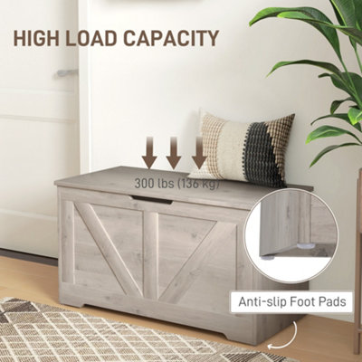HOMCOM Storage Trunk for Living Room, with Safety Hinges, 80cm, Grey