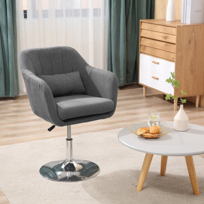HOMCOM Swivel Accent Chair for Living Room Contemporary Vanity Armchair with Adjustable Height Dark Grey