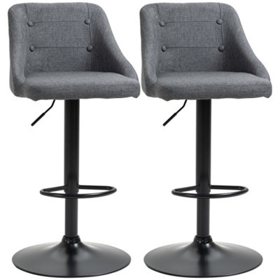 Set of 2 grey shop fabric bar stools