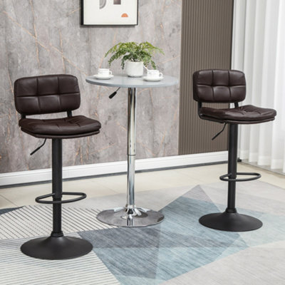 HOMCOM Swivel Bar Stools Set Of 2 PU Leather for Home Kitchen