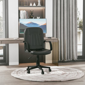 HOMCOM Swivel Executive Office Chair PU Leather Computer Desk Chair Office Furniture Gaming Seater - Black