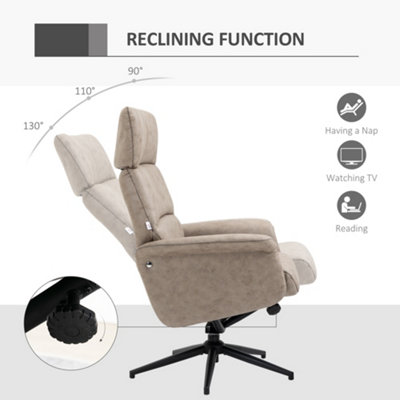 HOMCOM Swivel Recliner Chair and Footstool, Upholstered Reclining 