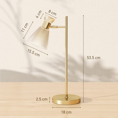 HOMCOM Table Lamp with Adjustable Head, Modern Bedside Lamp, Gold Tone