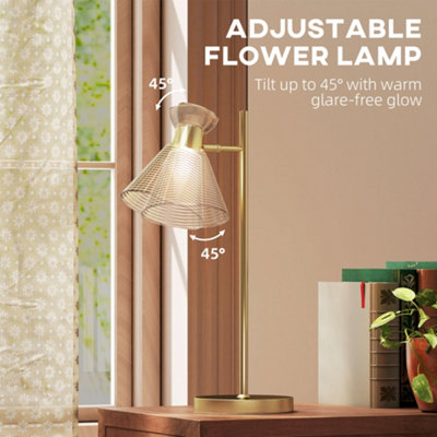 HOMCOM Table Lamp with Adjustable Head, Modern Bedside Lamp, Gold Tone