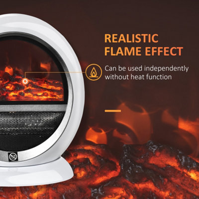 HOMCOM Table Top Electric Fireplace Heater W/ LED Flame Rotatable Head  White | DIY at Bu0026Q
