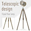 HOMCOM Telescopic Floor Lamp Unique Wood Frame Adjustable Shade Height Unique Vintage Spotlight Metal, 110-150cm, Natural
