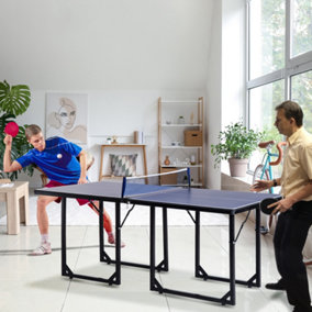 HOMCOM Tennis Table Ping Pong Foldable with Net Game Steel 183cm Indoor, Blue