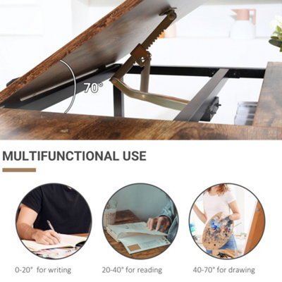 HOMCOM Tiltable Drafting Table Home Office Computer Desk w/ Shelf ...