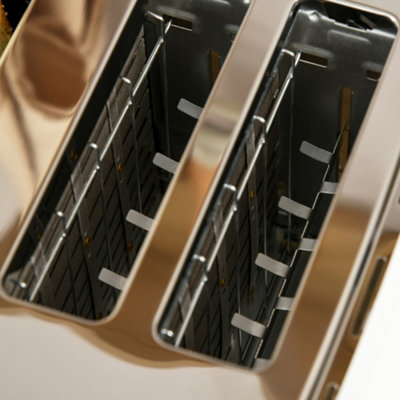 HOMCOM Toaster with 4 Slot, 7 Browning Levels, 1600W, White Ripple
