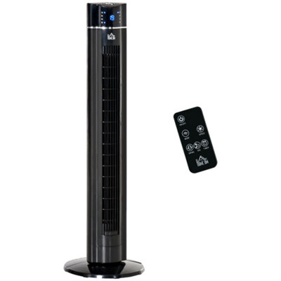 HOMCOM Tower Fan Anion Cooling Bedroom w/ Oscillating, Remote Controller, Black