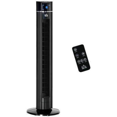HOMCOM Tower Fan Anion Cooling Bedroom w/ Oscillating, Remote Controller,  Black | DIY at Bu0026Q