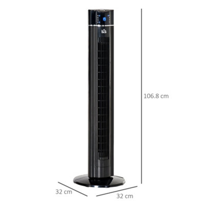 HOMCOM Tower Fan Anion Cooling Bedroom w/ Oscillating, Remote Controller, Black