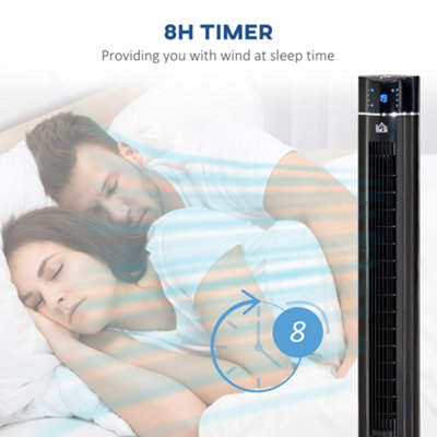 HOMCOM Tower Fan Anion Cooling Bedroom w/ Oscillating, Remote Controller, Black