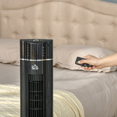 HOMCOM Tower Fan Anion Cooling Bedroom w/ Oscillating, Remote Controller, Black