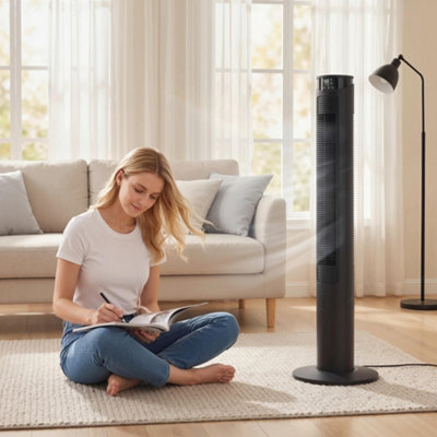 HOMCOM Tower Fan with WiFi Control 116 cm Black
