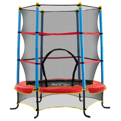 HOMCOM Trampoline for Kids w/Enclosure Net Built-in Zipper Safety Pad 3-6 Year