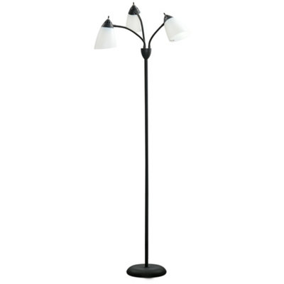 HOMCOM Tree Floor Lamp with 3 Adjustable Light, Industrial Standing Lamp, Black